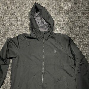 Spyder black light wind breaker hooded jacket large spider logo Large